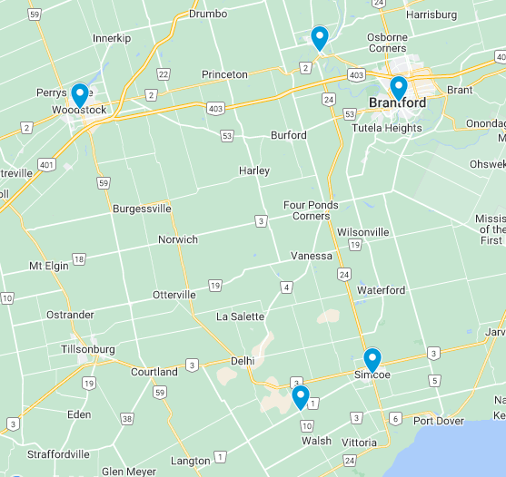 Town & Country Service Areas include Brantford, Paris, Woodstock, Simcoe, and Norfolk County - Contact us