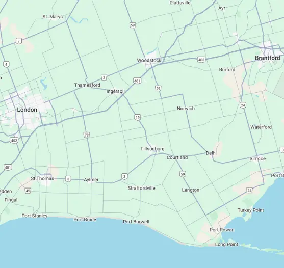 Town & Country Service Areas include Brantford, London, Woodstock, Simcoe, and Norfolk County - Contact us